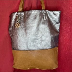 DKNY Donna Karan Soft Metallic Leather Tote Bag